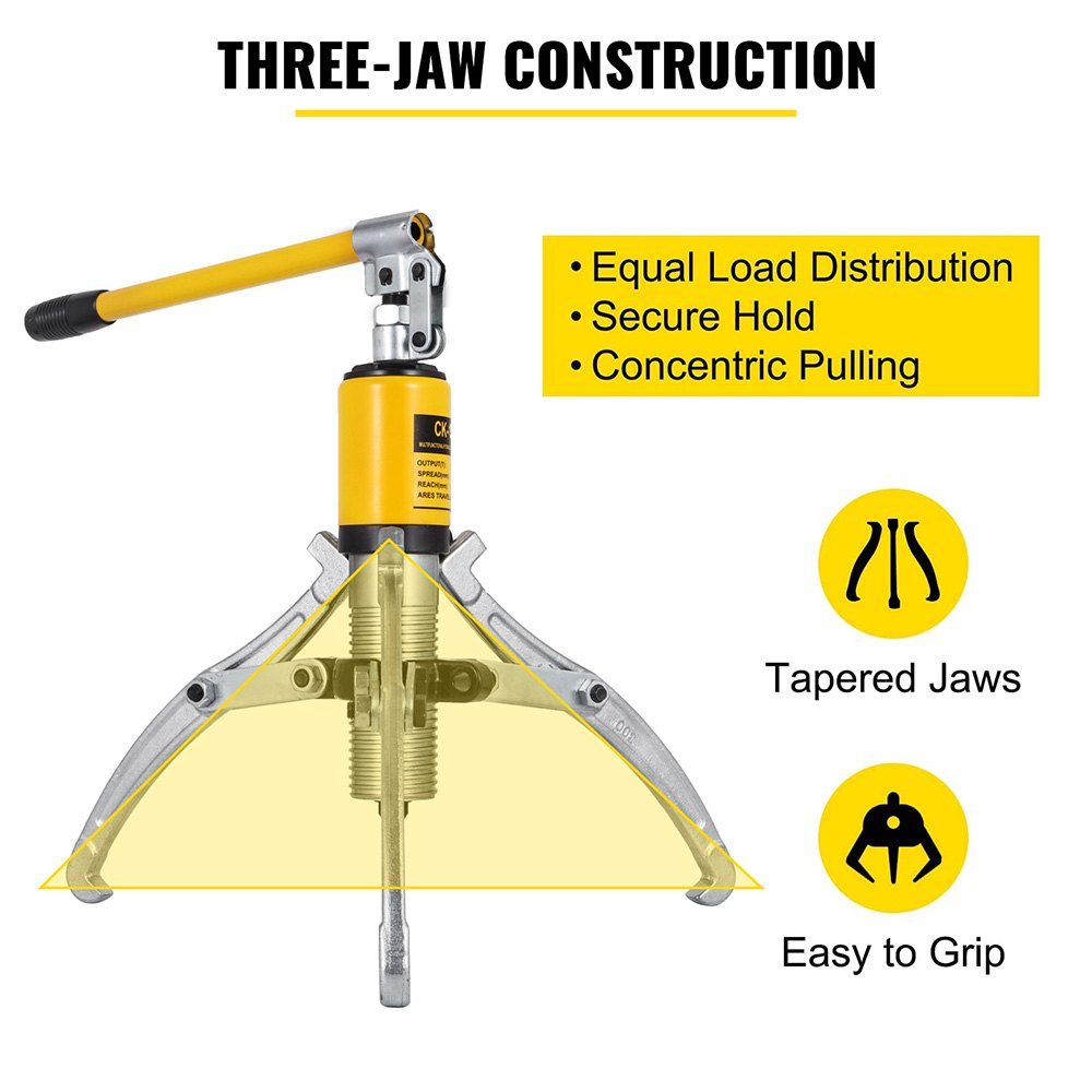 VEVOR Hydraulic Gear Puller, 15 Ton Max. Capacity Hydraulic Puller, 2 or 3 Jaws Bearing Hub Separator, 3.9"- 11.8" Hydraulic Puller Separator Tool for Pulling Hubs, Flanges, Gears, Bearings