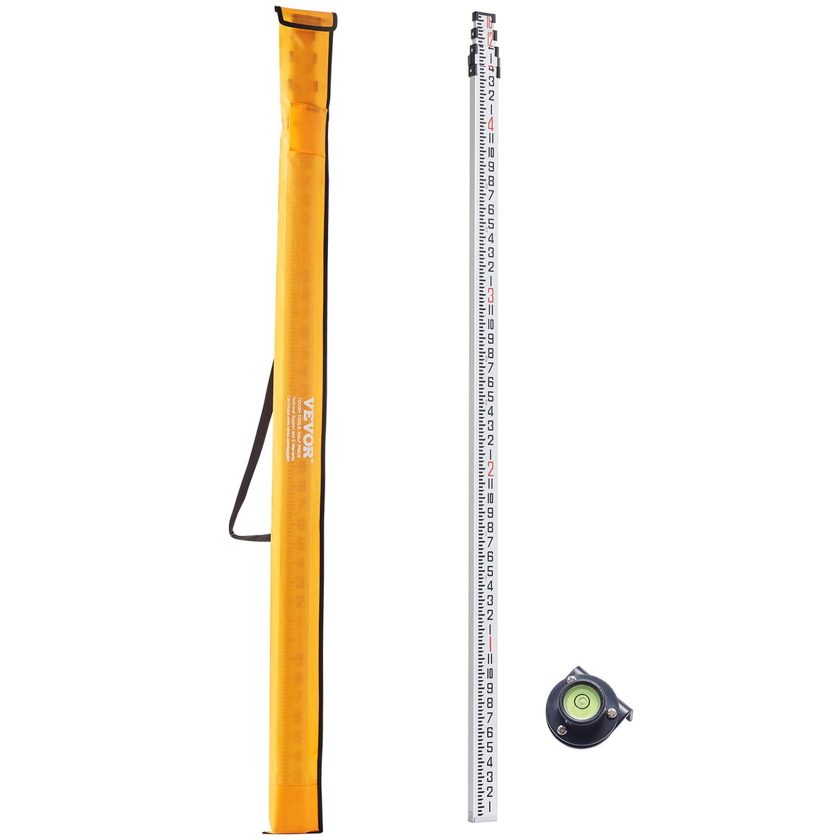 VEVOR Measuring Rod 16-Feet/8ths 4 Sections Telescopic Grade Rod 1/8in w/ Bag
