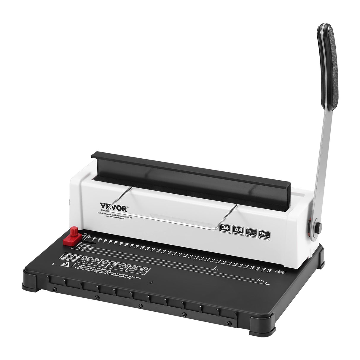VEVOR Coil Spiral Binding Machine, Manual Book Maker 34-Holes Binding 120 Sheets, Punch Binder with Adjustable Side Margin, for Letter Size, A4, A5