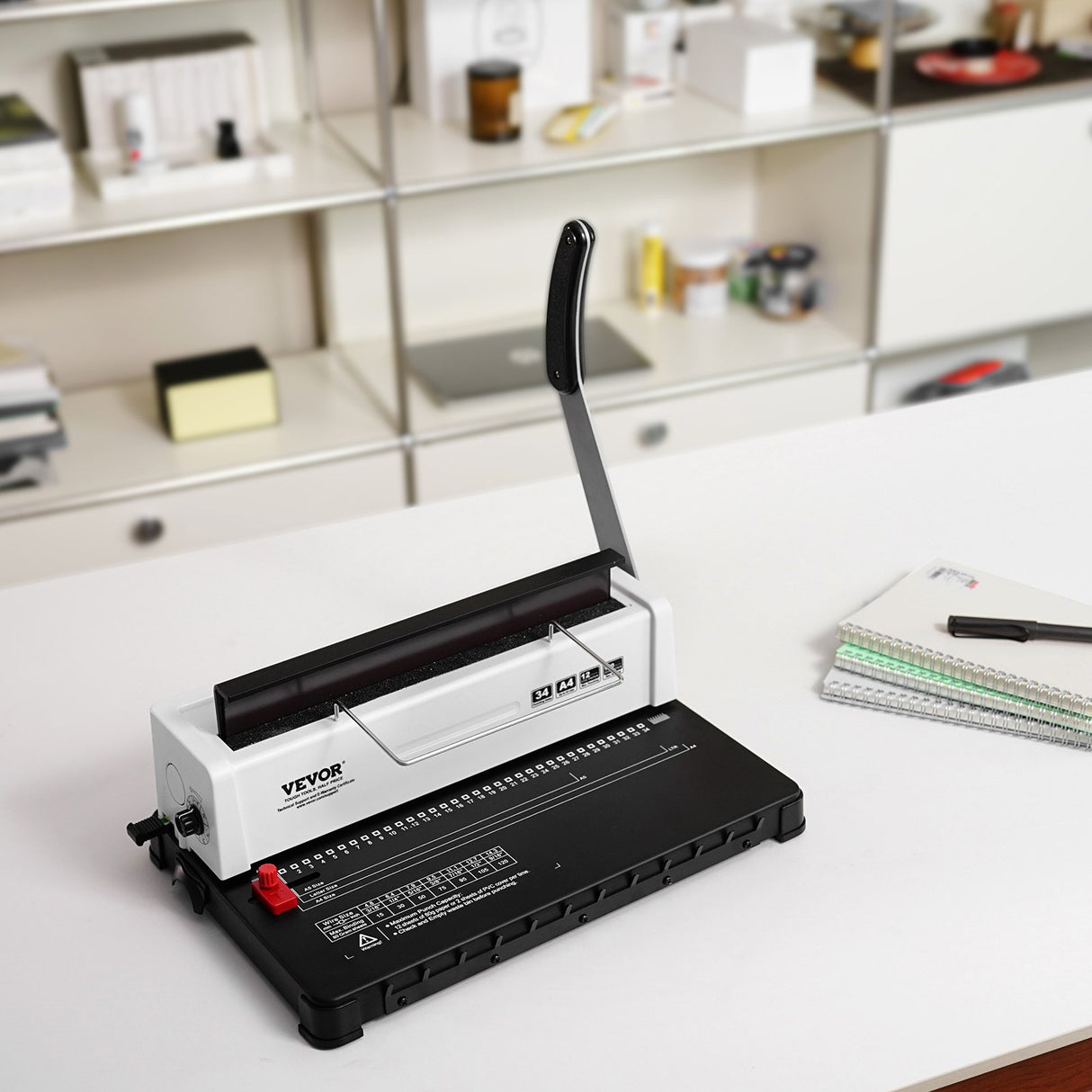 VEVOR Coil Spiral Binding Machine, Manual Book Maker 34-Holes Binding 120 Sheets, Punch Binder with Adjustable Side Margin, for Letter Size, A4, A5