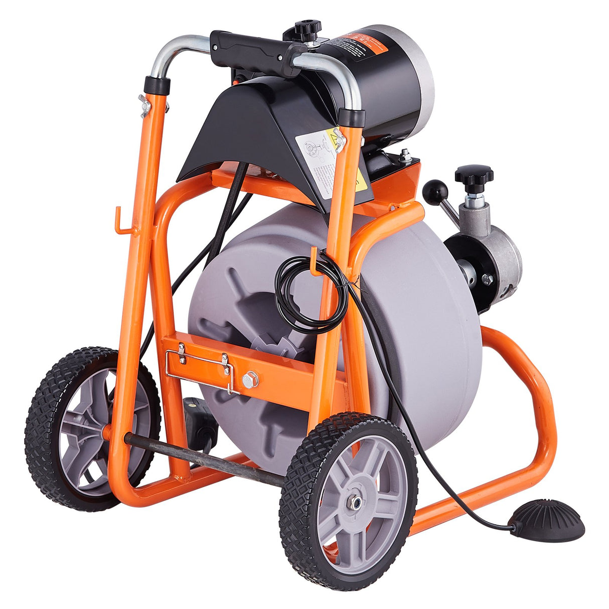 VEVOR Drain Cleaner Machine 75FT x 3/8 Inch Auto Feed with Wheels & 8 Cutters