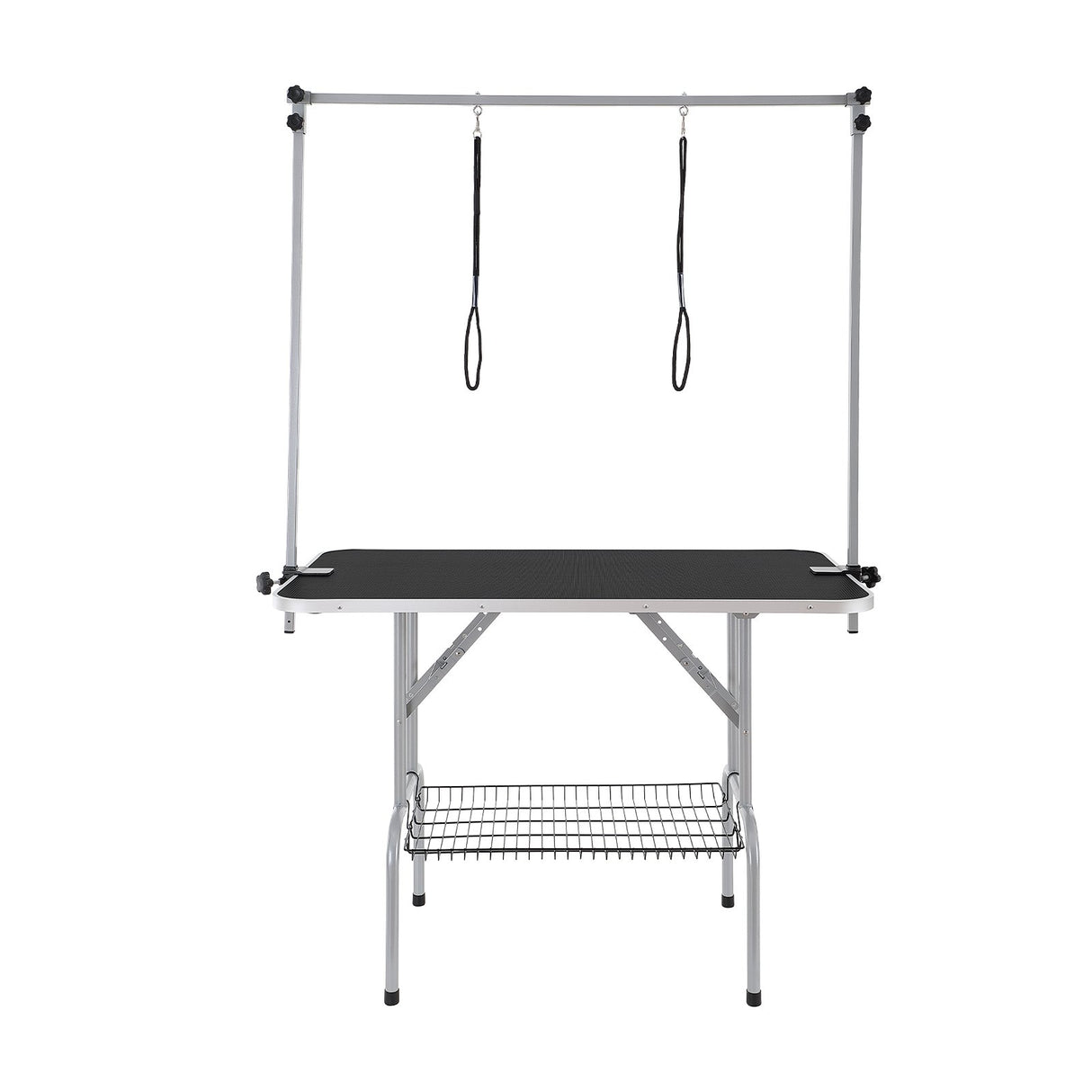 VEVOR Pet Grooming Table Two Arms with Clamp, 117cm Dog Grooming Station, Foldable Pets Grooming Stand for Medium and Small Dogs, Free Two No Sit Haunch Holder with Grooming Loop, Bearing 149.7kg