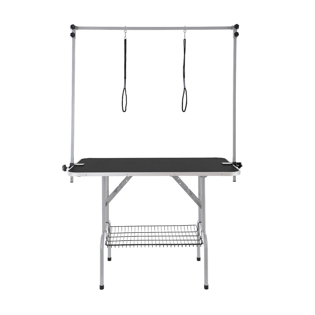 VEVOR Pet Grooming Table Two Arms with Clamp, 117cm Dog Grooming Station, Foldable Pets Grooming Stand for Medium and Small Dogs, Free Two No Sit Haunch Holder with Grooming Loop, Bearing 149.7kg