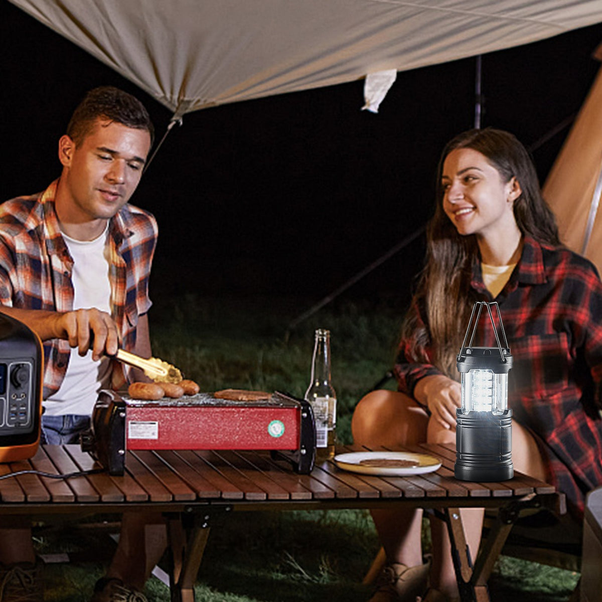 LED Camping Lanterns Collapsible Battery Powered Flashlights Set of 4