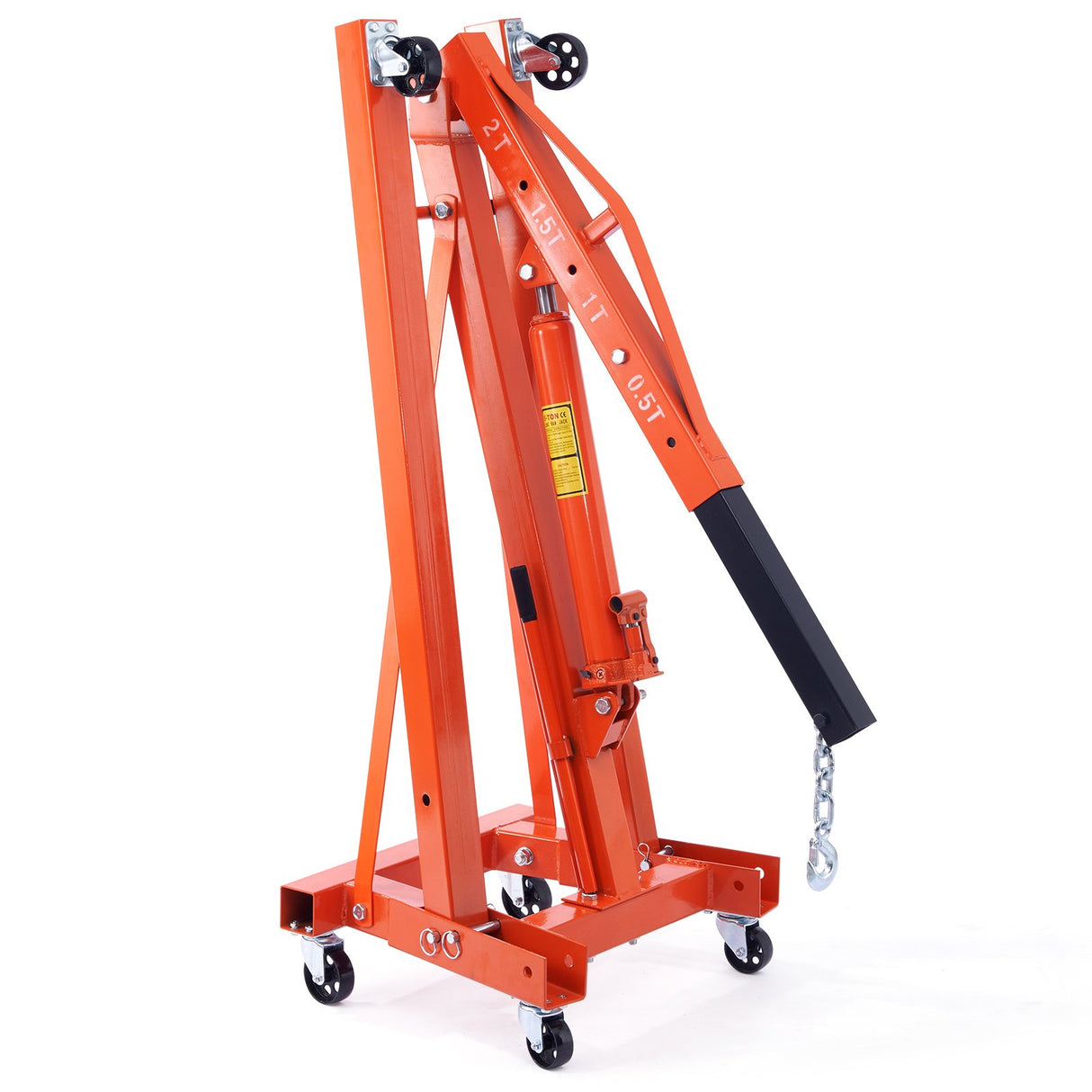 VEVOR Hydraulic Engine Hoist with Lever, 2000KG Heavy-duty Cherry Picker Shop Crane, Foldable Engine Crane and Engine Hoist leveler for Auto Repair, Motors, Weights Lifting, Loading