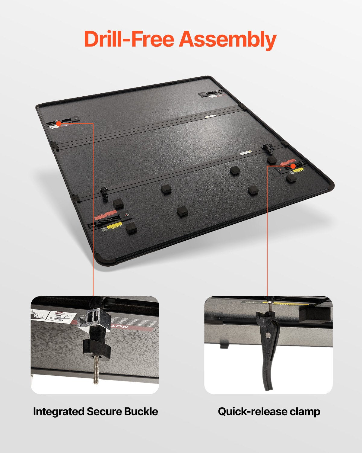 VEVOR Tri-Fold Truck Bed Tonneau Cover, Compatible with 2019-2024 Chevy Silverado GMC Sierra 1500 (NOT FIT 19-24 Classic) 1775 mm Bed, Fit 1775 x 1608 mm Inside Bed, 181.4 kg Load Capacity, Black