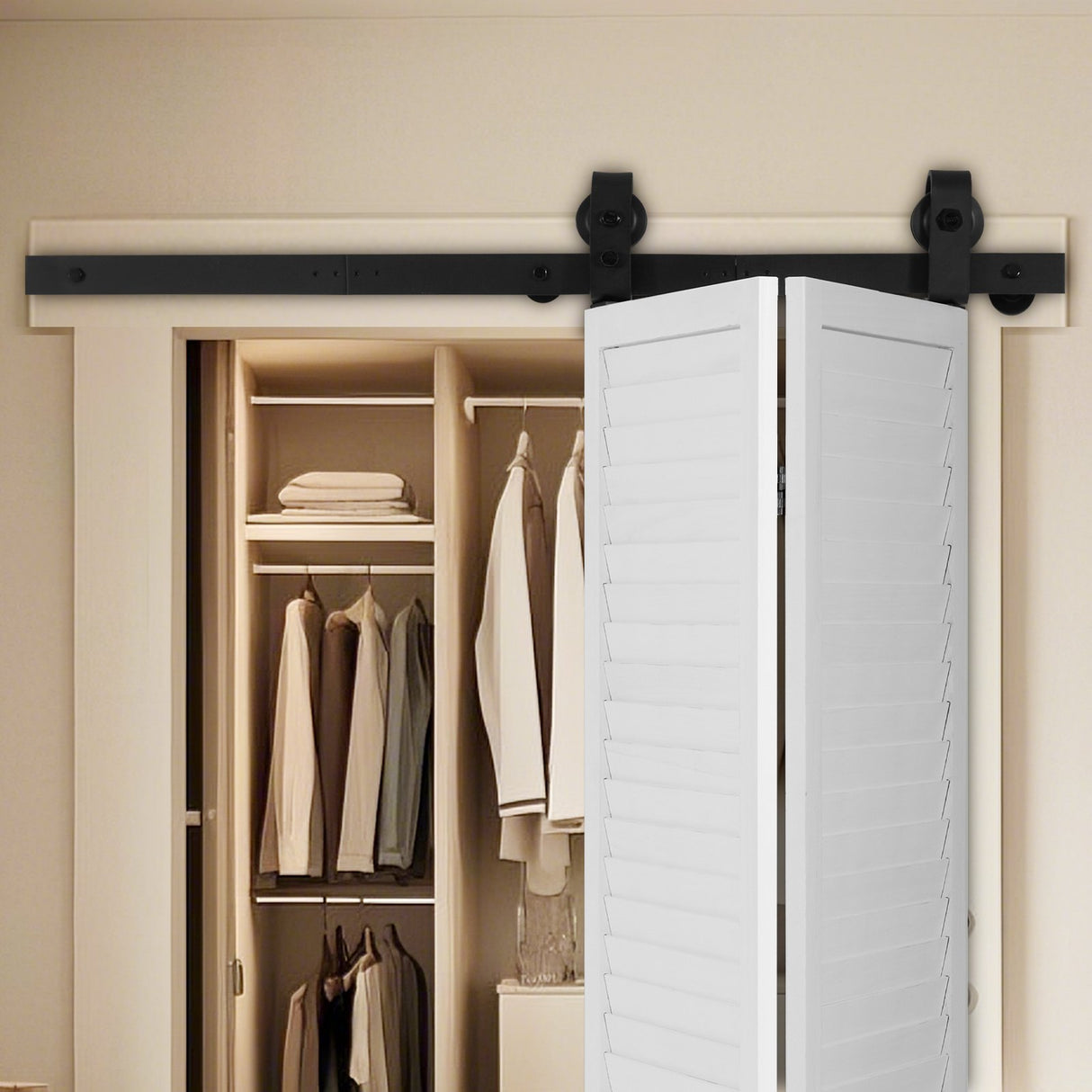 VEVOR Bi-Folding Sliding Barn Door Hardware Track Kit 40" for Two 18" Doors