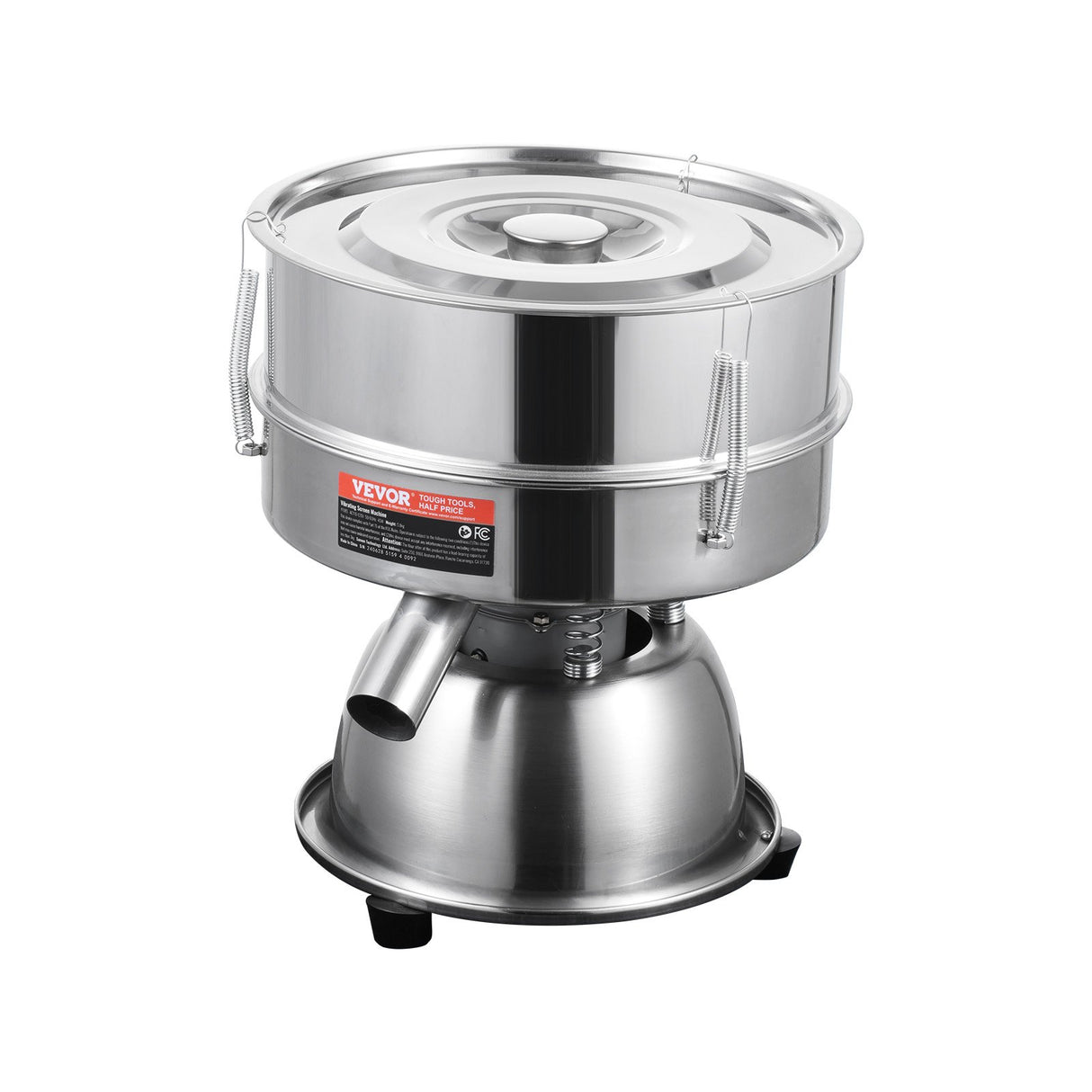 VEVOR Automatic Electric Vibrating Sieve, Stainless Steel Sifter Shaker Machine with 30+50 Mesh, 45W Automatic Powder Sifter Machine Countertop, Electric Sieve Shaker for Flour Powers, Mungbean, Rice