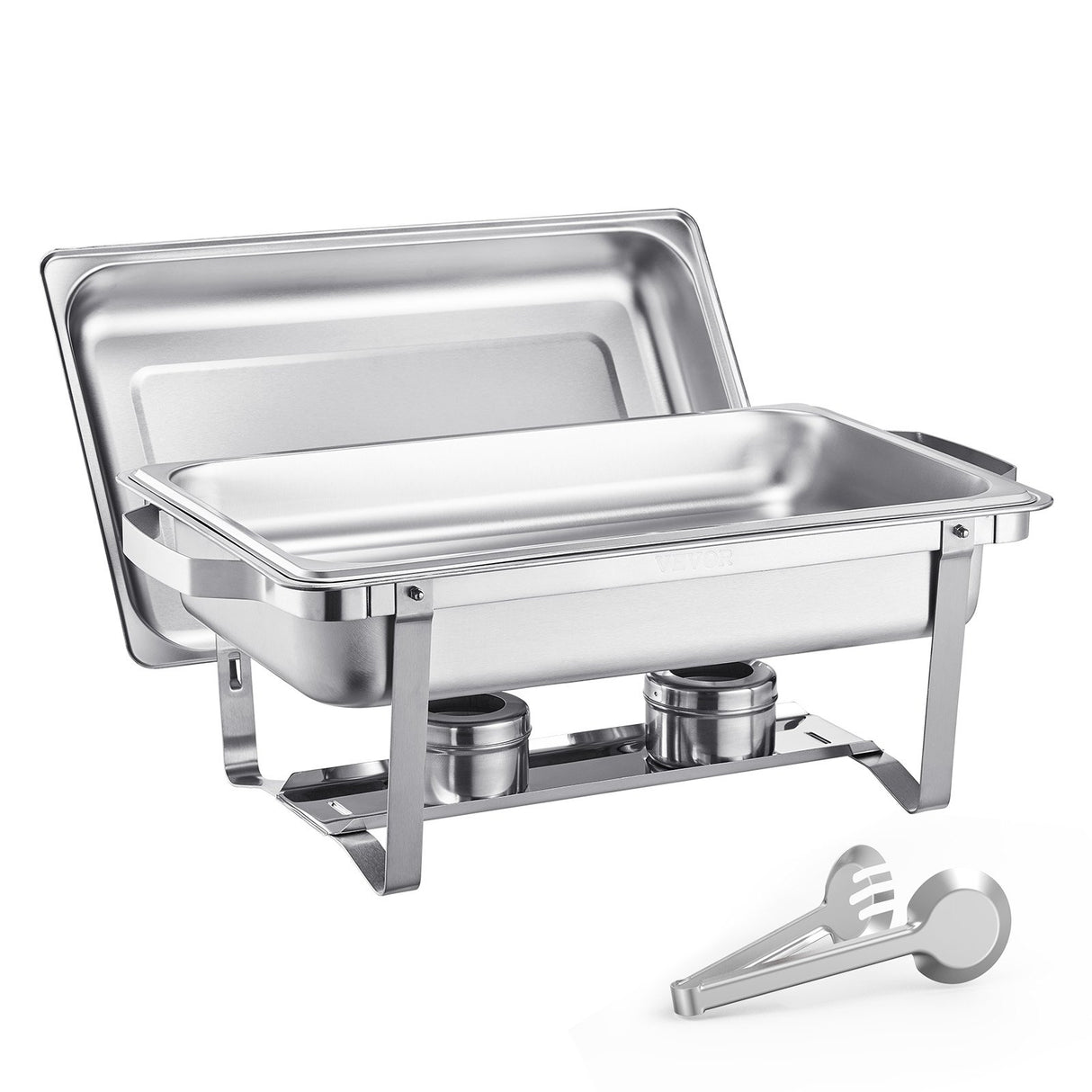 VEVOR 8 Qt 6 Pack Rectangle Chafing Dish Buffet Set Fullsize Pan Stainless Steel