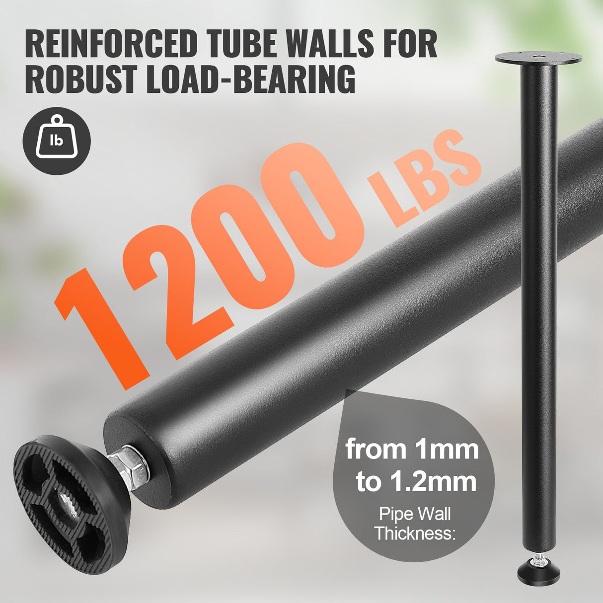 VEVOR 711.2MM Adjustable Desk Legs, Reinforced Steel Office Table Furniture legs Set of 4 for DIY, 544.3KG Load Capacity Heavy Duty Desk Legs, Quick