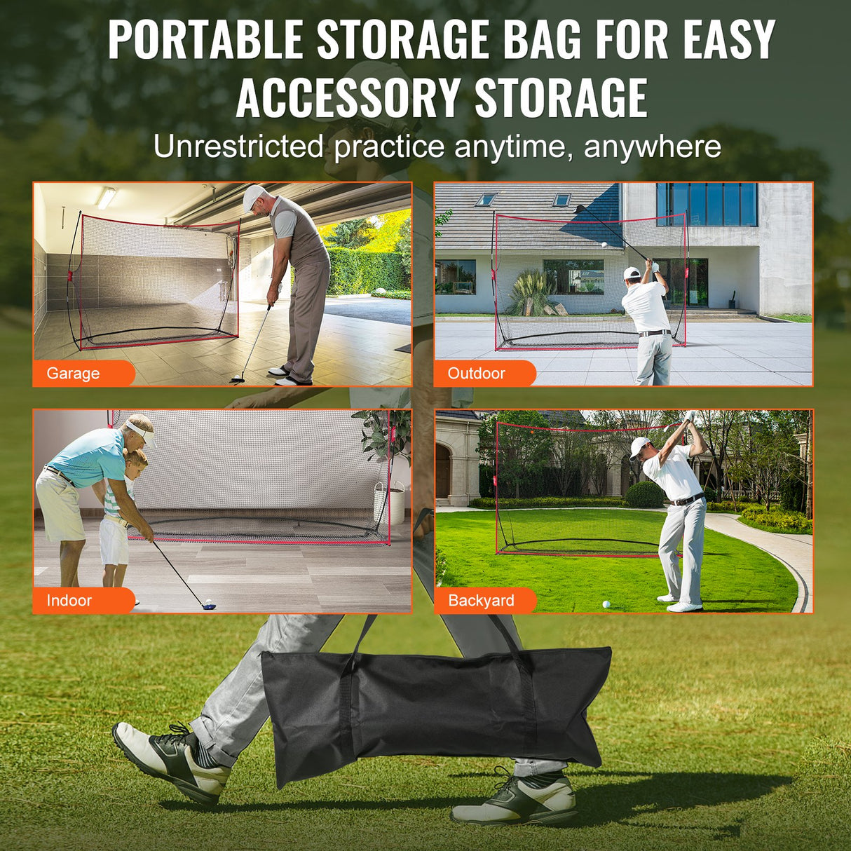VEVOR Golf Practice Hitting Net, Huge 10.8x7ft Golf Net, Personal Driving Range for Indoor Outdoor Use, Portable Home Golf Aid Net with Solid