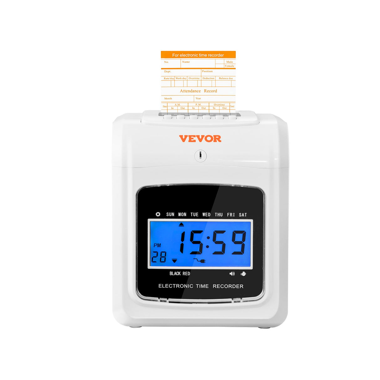 Punch Time Clock, Time Tracker Machine for Employees of Small Business, 6 Punches per Day, Time Clock Punch Machine Includes 102 Time Cards, 1 Ink Ribbon and 2 Security Keys