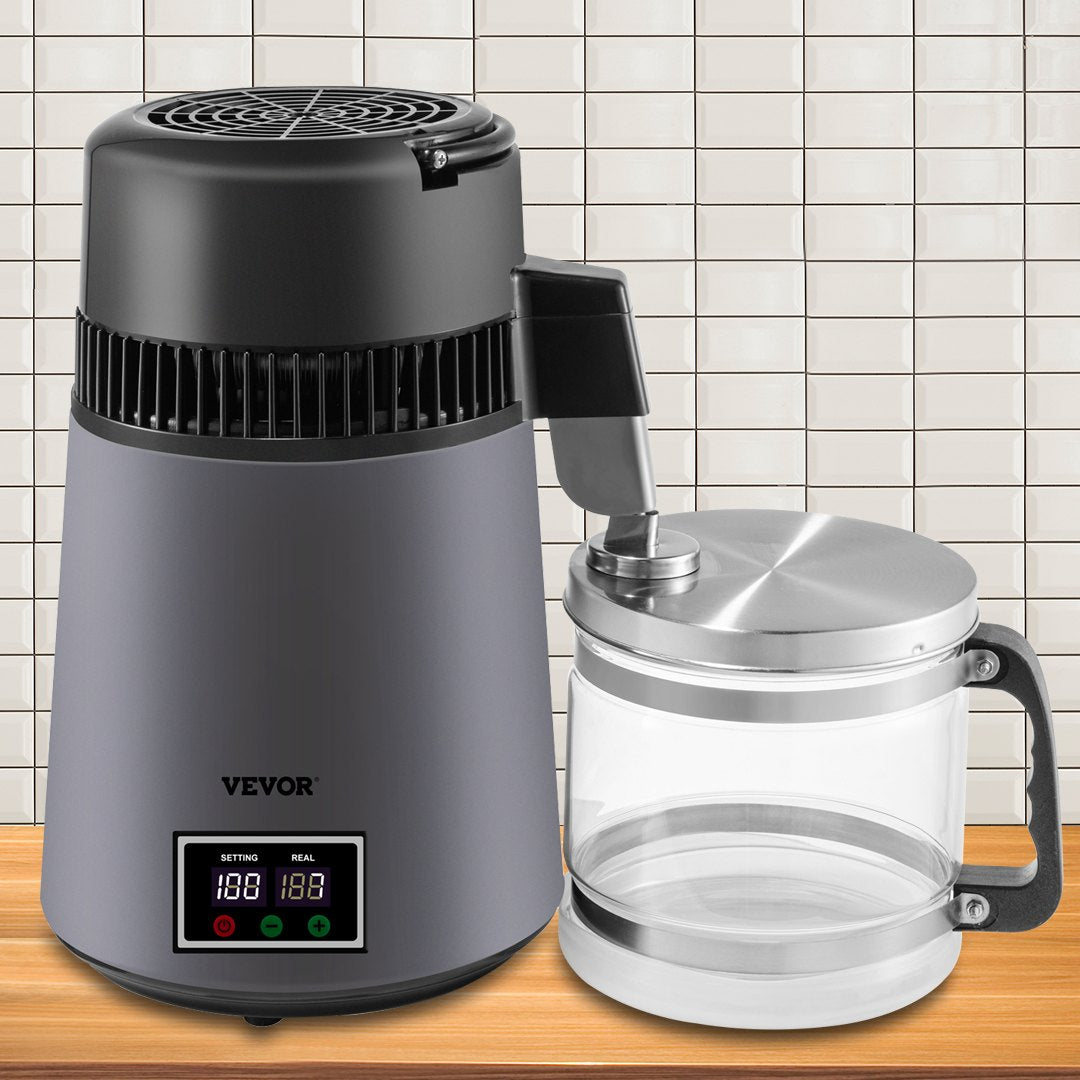 VEVOR Home Water Distiller Distilled Water Maker 4 L with Dual Temp Display Grey