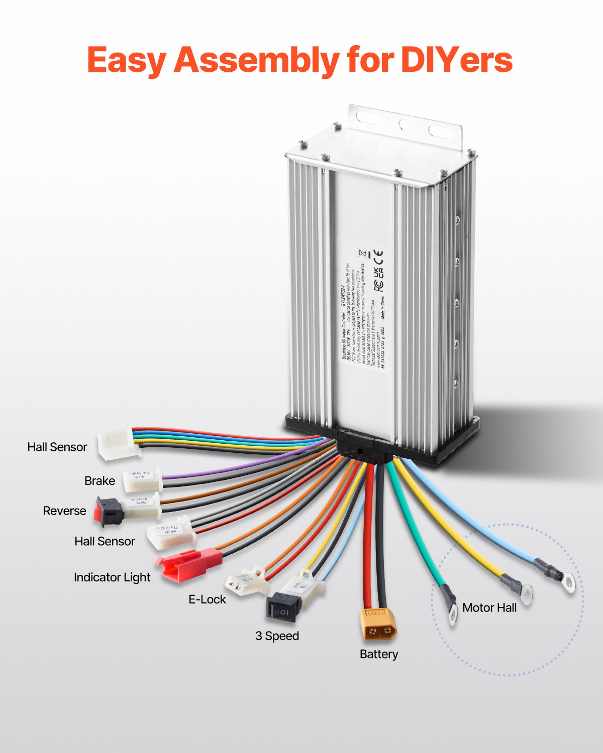 VEVOR 500W Electric Brushless DC Motor Kit 36V 3000rpm with Upgraded Controller