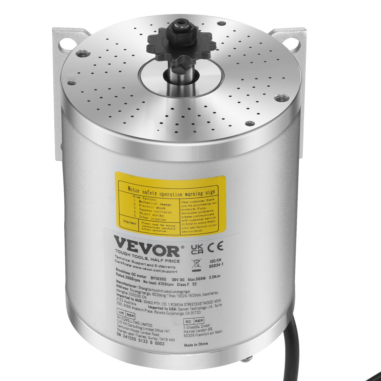 VEVOR 500W Electric Brushless DC Motor Kit 36V 3000rpm with Upgraded Controller