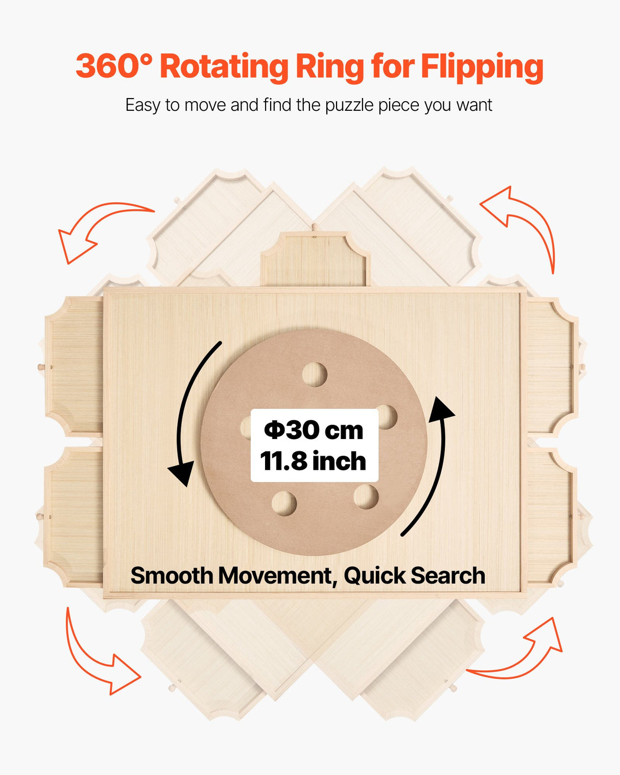 VEVOR 1000 Piece Puzzle Board with Drawer Cover Portable Wooden Jigsaw 74x53cm