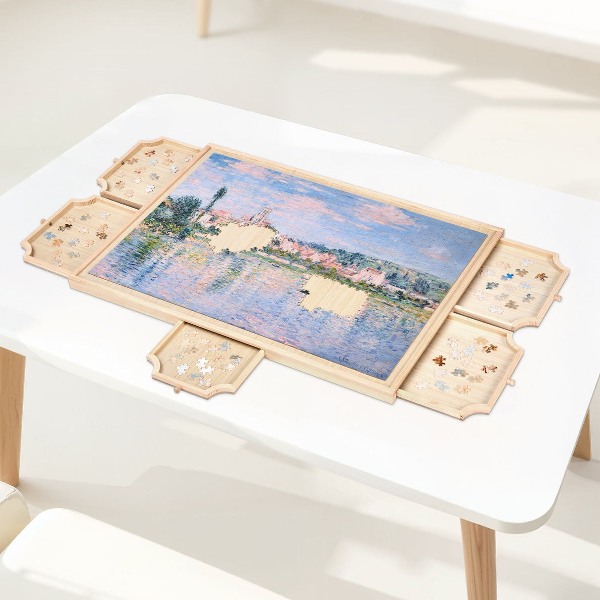 VEVOR 1000 Piece Puzzle Board with Drawer Cover Portable Wooden Jigsaw 74x53cm