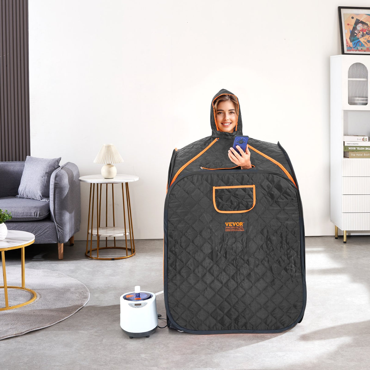 VEVOR Portable Steam Sauna Tent 1000W Personal Spa Loss Weight Detox Therapy, 800x800x1000 mm