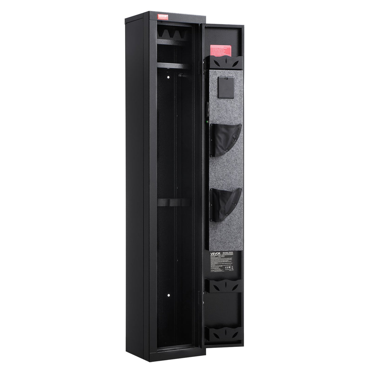 Gun Safe, Heavy Duty Cold-Rolled Steel Fireproof Rifle Cabinet with Digital Keypad & Key, Large Long Gun Cabinet with Magazine and LED Lighting, Adjustable Racks for Rifles, Pistols, Shotgun