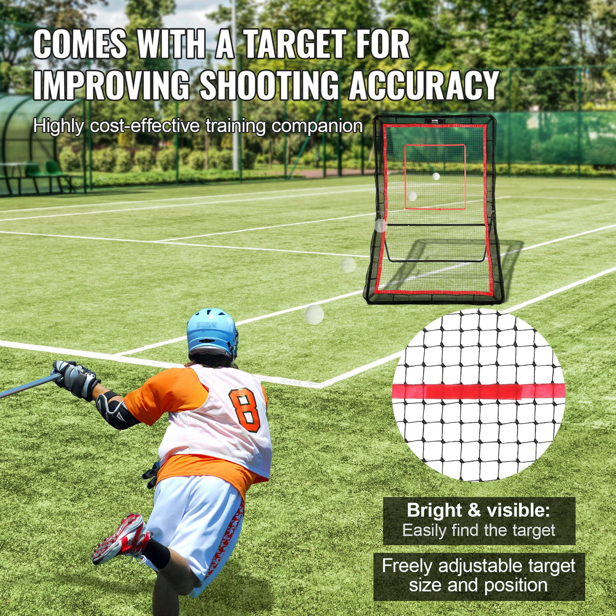 VEVOR Lacrosse Rebounder for Backyard, 5x7 Ft Volleyball Bounce Back Net, Pitchback Throwback Baseball Softball Return Training Screen, Adjustable