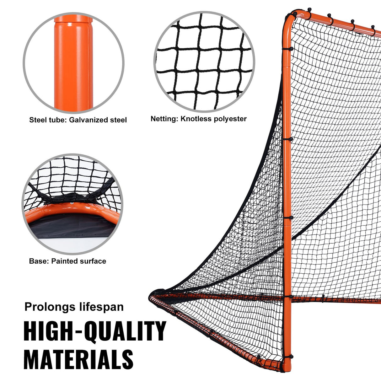 VEVOR Lacrosse Goal, 1.8mx1.8m Lacrosse Net, Folding Portable Backyard Lacrosse Training Equipment, Steel Frame Training Net, Quick & Easy Setup