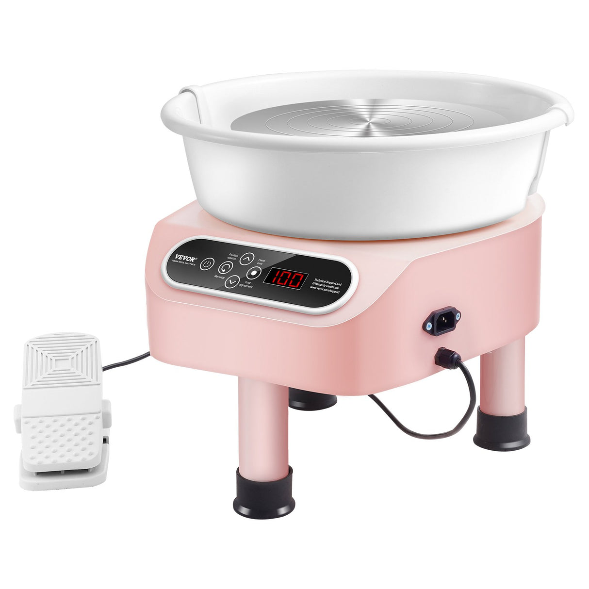 Pottery Wheel, 10 inch Pottery Forming Machine, 350W Electric Wheel for Pottery with Foot Pedal and LCD Touch Screen, Direct Drive Ceramic Wheel with 3 Support Legs for DIY Art Craft, Pink