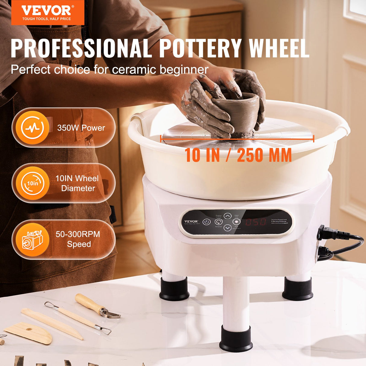 VEVOR Pottery Wheel, 10 inch Pottery Forming Machine, 350W Electric Wheel for Pottery with Foot Peda
