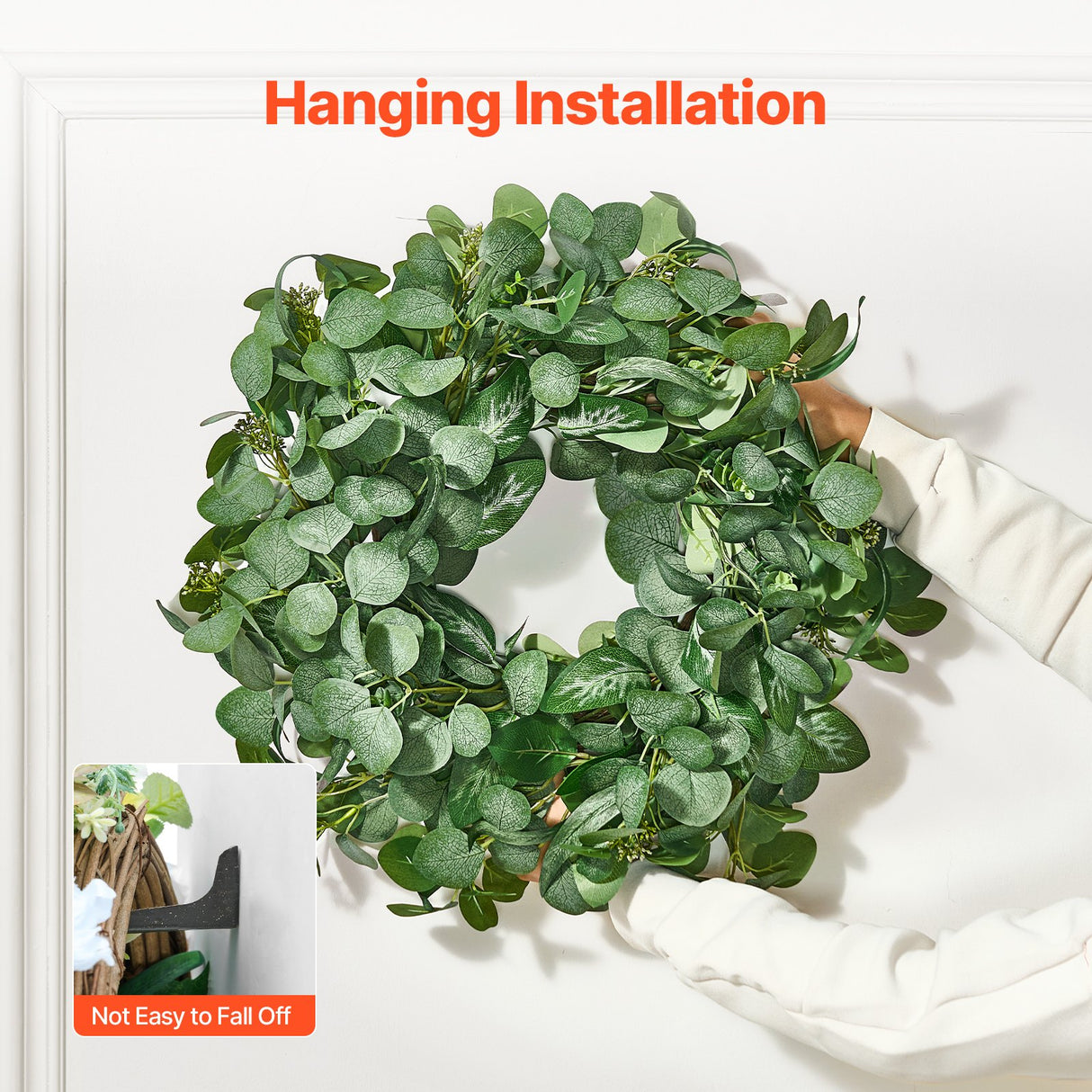 Artificial Decorative Wreath 66.04 cm Green Eucalyptus Leaves Year Round