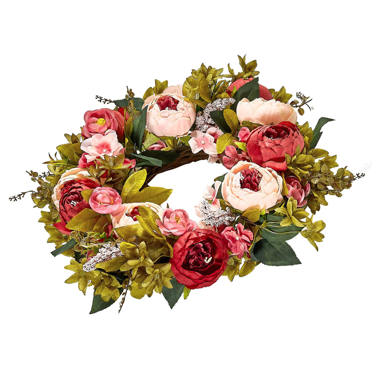 VEVOR Artificial Decorative Wreath 48.26 cm Pink Peonies Hydrangeas Year Round