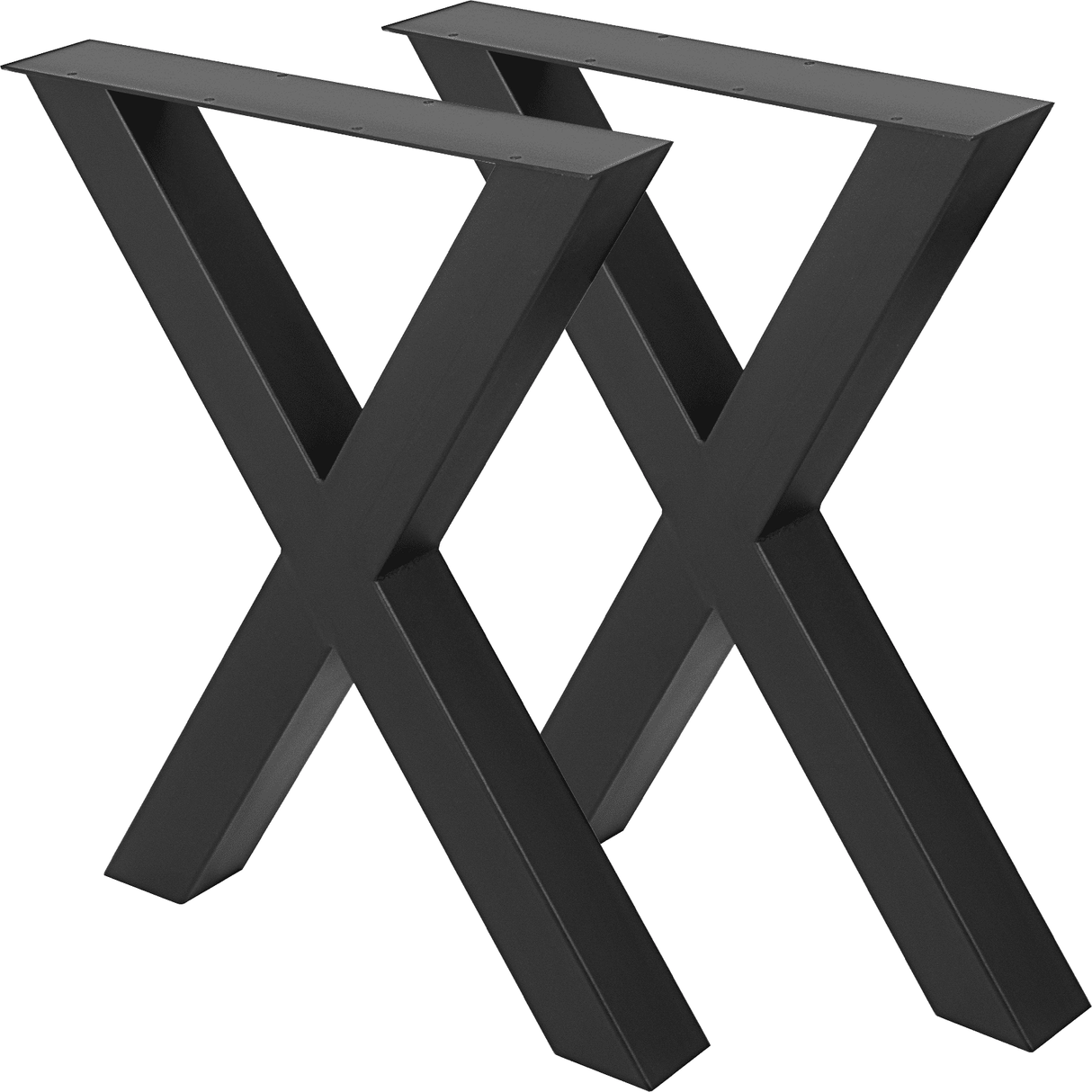 VEVOR Set of 2 Steel Table Legs, 16'Height 15'Wide Dining Table Legs, Heavy Duty 3.1" Square Box Section X Frame Table Legs, 16x15x3.1 Inch Black
