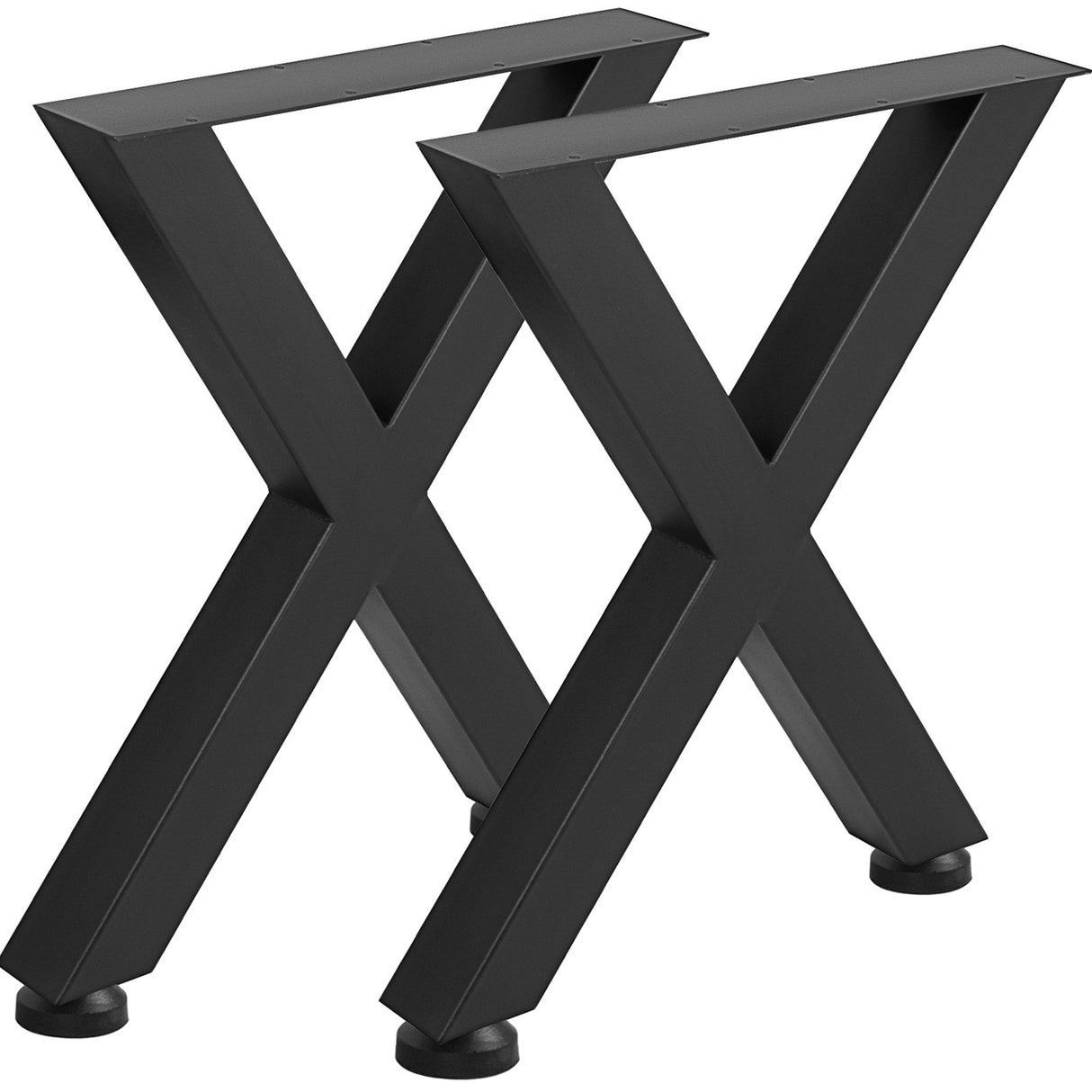 VEVOR Set of 2 Steel Table Legs, 16'Height 15'Wide Dining Table Legs, Heavy Duty 3.1" Square Box Section X Frame Table Legs, 16x15x3.1 Inch Black Color Industrial Country Style Metal Dining Legs