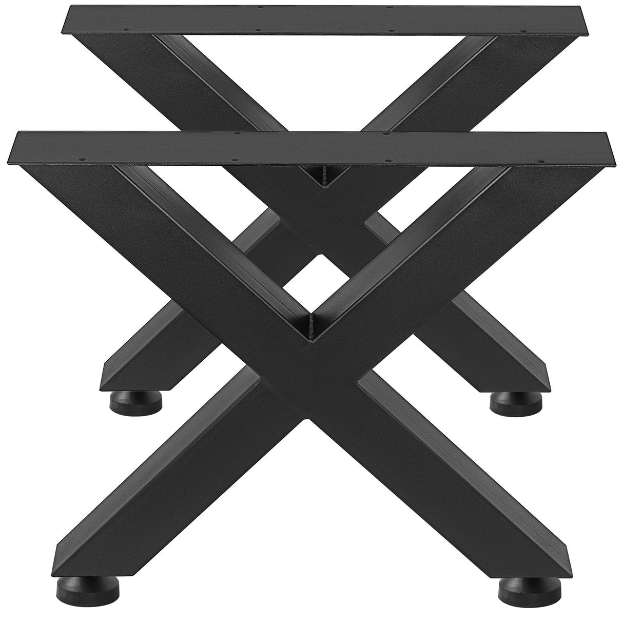 VEVOR Set of 2 Steel Table Legs, 16'Height 15'Wide Dining Table Legs, Heavy Duty 3.1" Square Box Section X Frame Table Legs, 16x15x3.1 Inch Black Color Industrial Country Style Metal Dining Legs