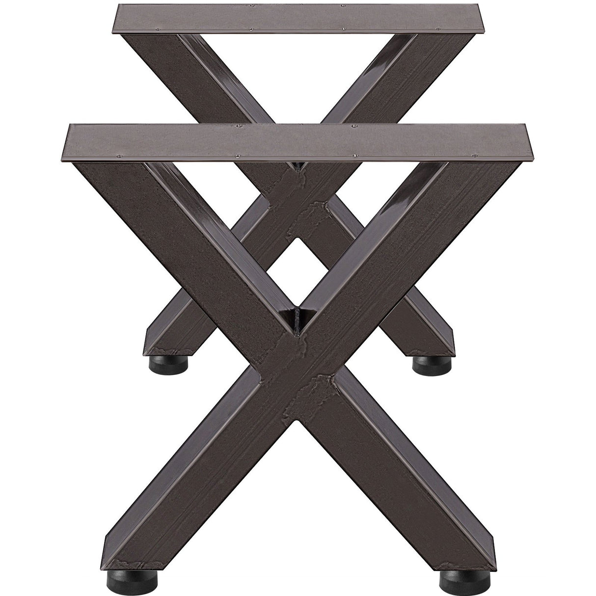 VEVOR Set of 2 Steel Table Legs, 28'Height 24'Wide Dining Table Legs, Heavy Duty 3.1" Square Box Section X Frame Table Legs, 28x24x3.1 Inch Original Color Industrial Country Style Metal Dining Legs
