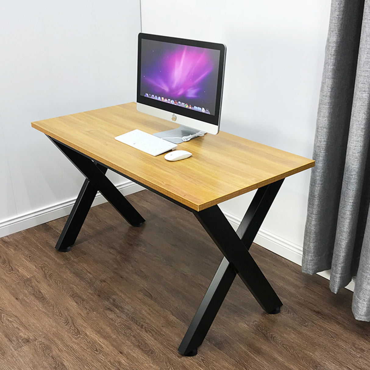VEVOR Set of 2 Steel Table Legs, 28''Height 24''Wide Dining Table Legs, Heavy Duty 3.1" Square Box Section X Frame Table Legs, 28x24x3.1 Inch Black