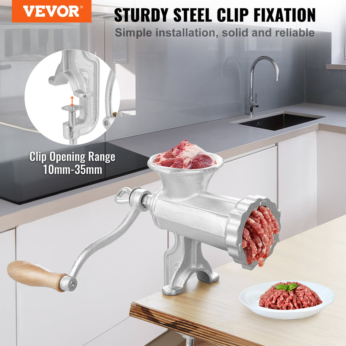VEVOR Manual Meat Grinder Heavy Duty Cast Iron Meat Grinder & Steel Table Clamp
