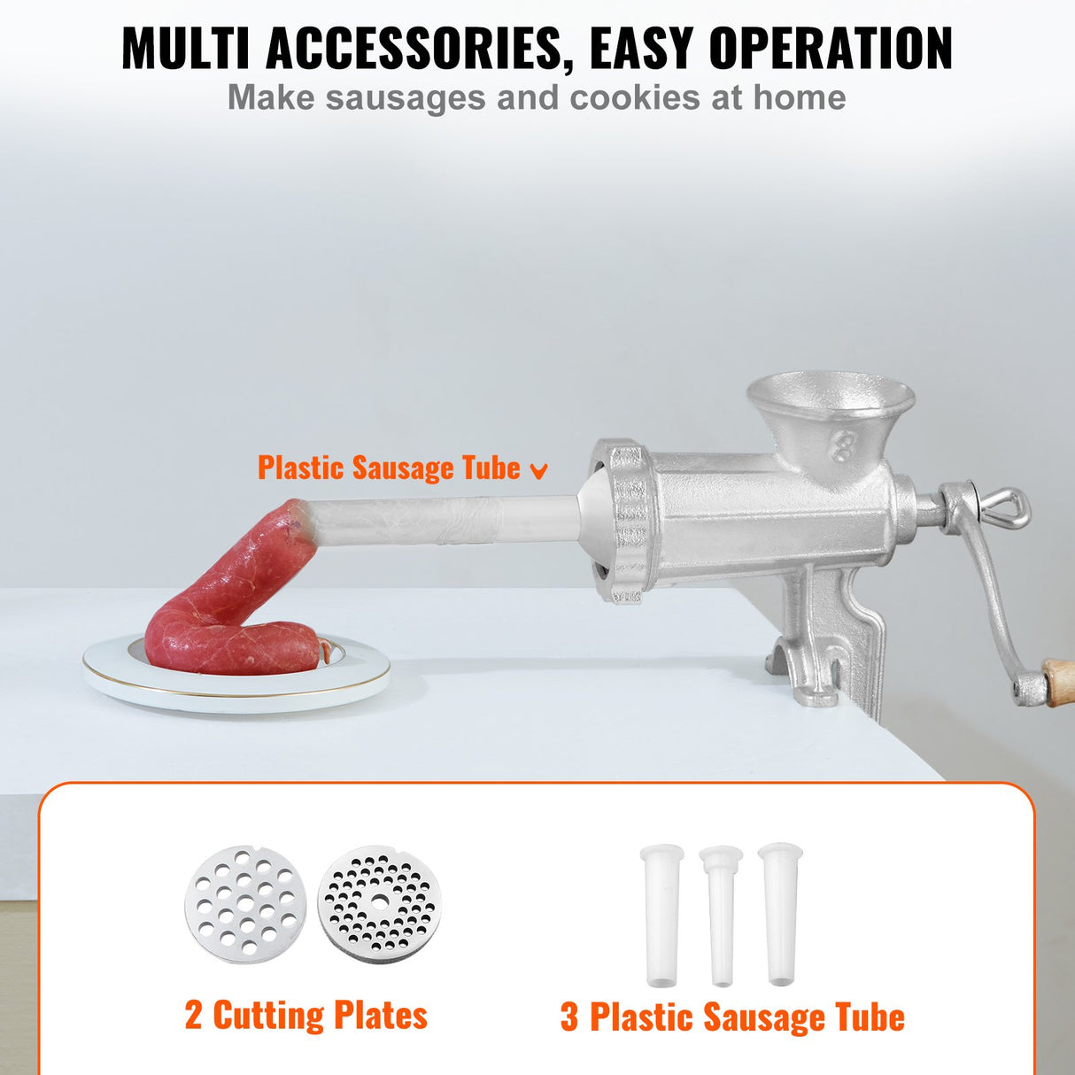 Manual Meat Grinder Heavy Duty Cast Iron Meat Grinder & Steel Table Clamp