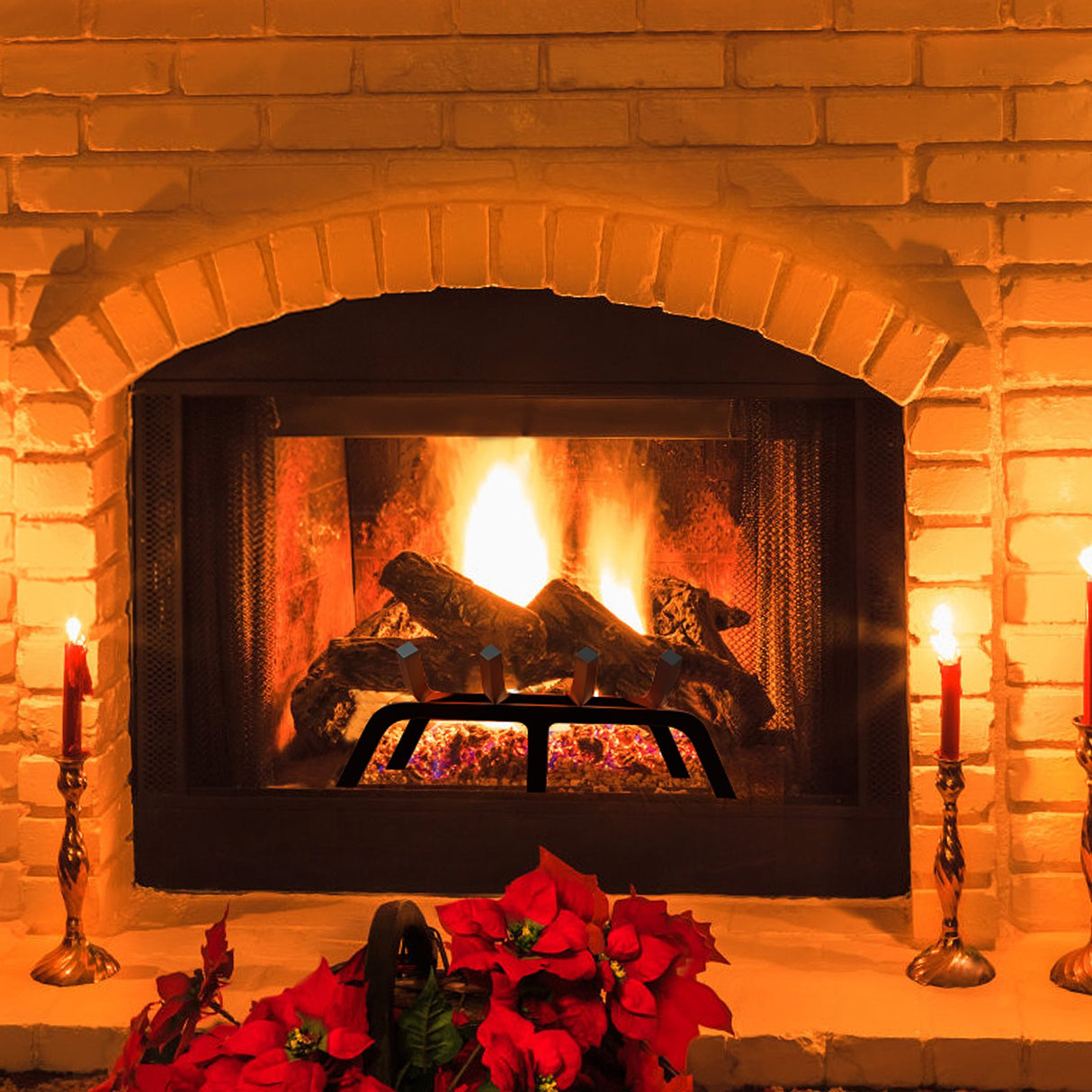 VEVOR Fireplace Log Grate, 18 inch Heavy Duty Fireplace Grate with 6 Support Legs, Solid Powder-coated Steel Bars, Log Firewood Burning Rack Holder for Indoor and Outdoor Fireplace