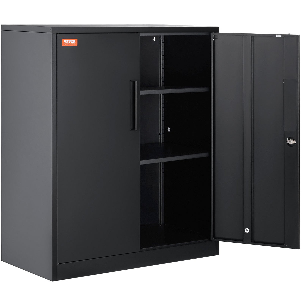 VEVOR Metal Storage Cabinet w/ 3 Keys 2 Adjustable Shelves & Magnetic Door Black