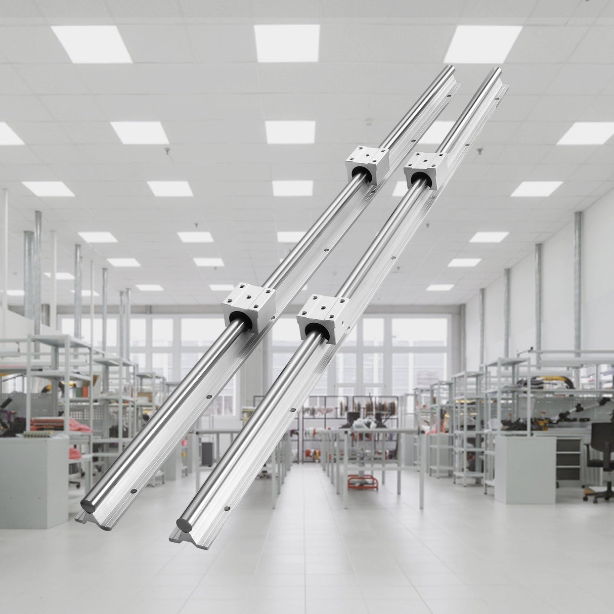 VEVOR Linear Guide Rail Set, SBR16 1000mm, 2 PCS 39.4 in/1000 mm SBR16 Guide Rails and 4 PCS SBR16UU Slide Blocks, Linear Rails and Bearings Kit for