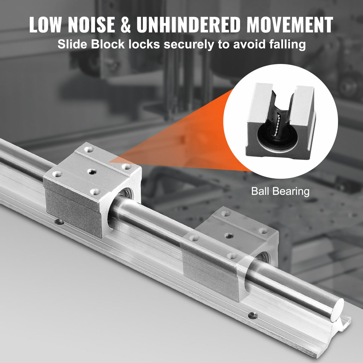 VEVOR Linear Guide Rail Set, SBR20 1500mm, 2 PCS 59 in/1500 mm SBR20 Guide Rails and 4 PCS SBR20UU Slide Blocks, Linear Rails and Bearings Kit for