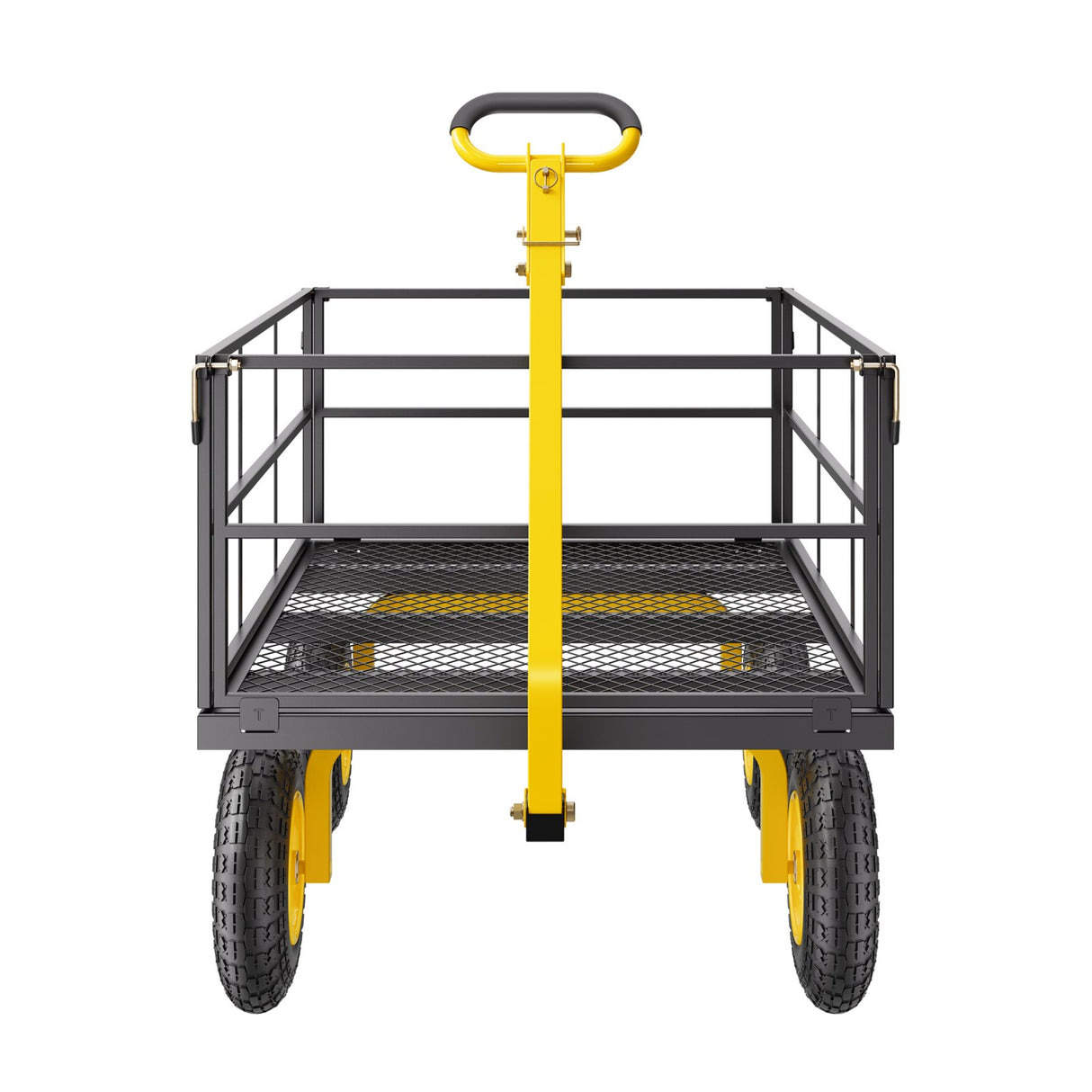 1400 Lbs Steel Garden Cart, Heavy Duty Pullable Garden Wagon Yard Cart, 2 in 1 Outdoor Metal Utility Wagon Yard Trailer with 13" All Terrain Tires, Mesh Removable Sides and 180°Rotating Handle