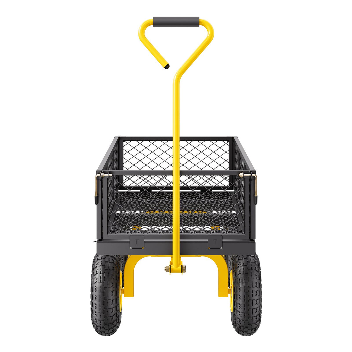 VEVOR 500 Lbs Steel Garden Cart, Heavy Duty Garden Wagon Cart Pullable on Wheels, Metal Yard Utility Wagon Carts with 10" All Terrain Tires, Mesh Removable Sides and 180°Rotating Handle