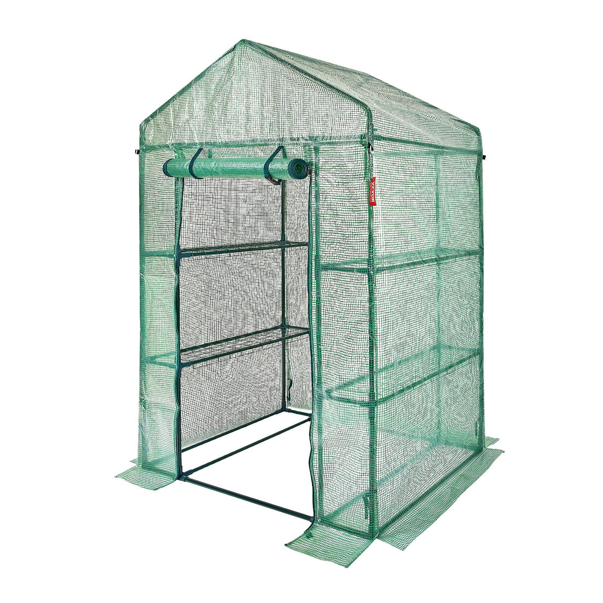 VEVOR Walk-in Green House, 4.6 x 2.4 x 6.7 ft Greenhouse with Shelves, Set Up in Minutes, High Strength PE Cover with Doors & Windows and Steel Frame, Suitable for Planting and Storage, Green