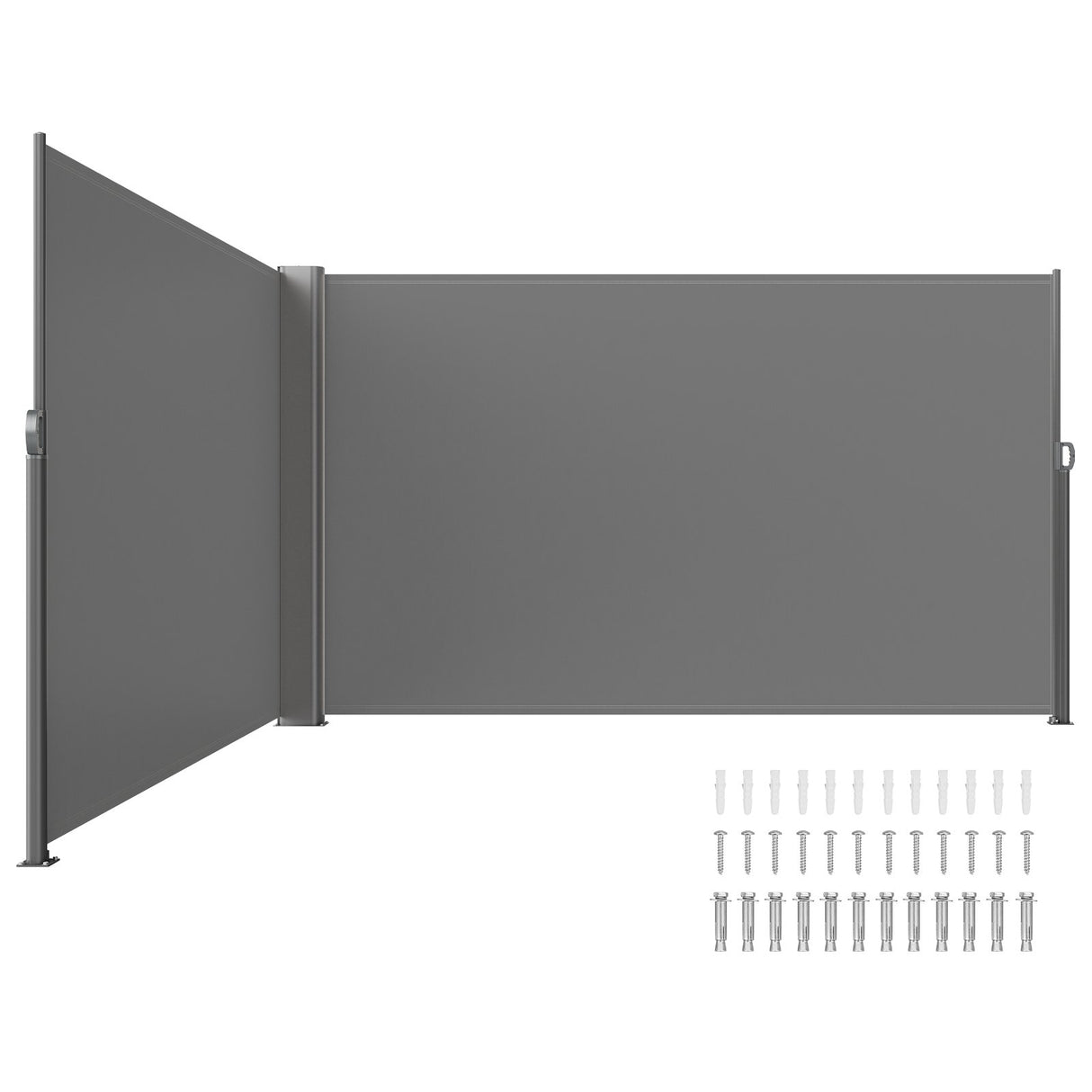 VEVOR Retractable Side Awning, 180X600cm Aluminum Outdoor Privacy Screen, 280g Polyester Water-proof Retractable Patio Screen, UV 30+ Room Divider