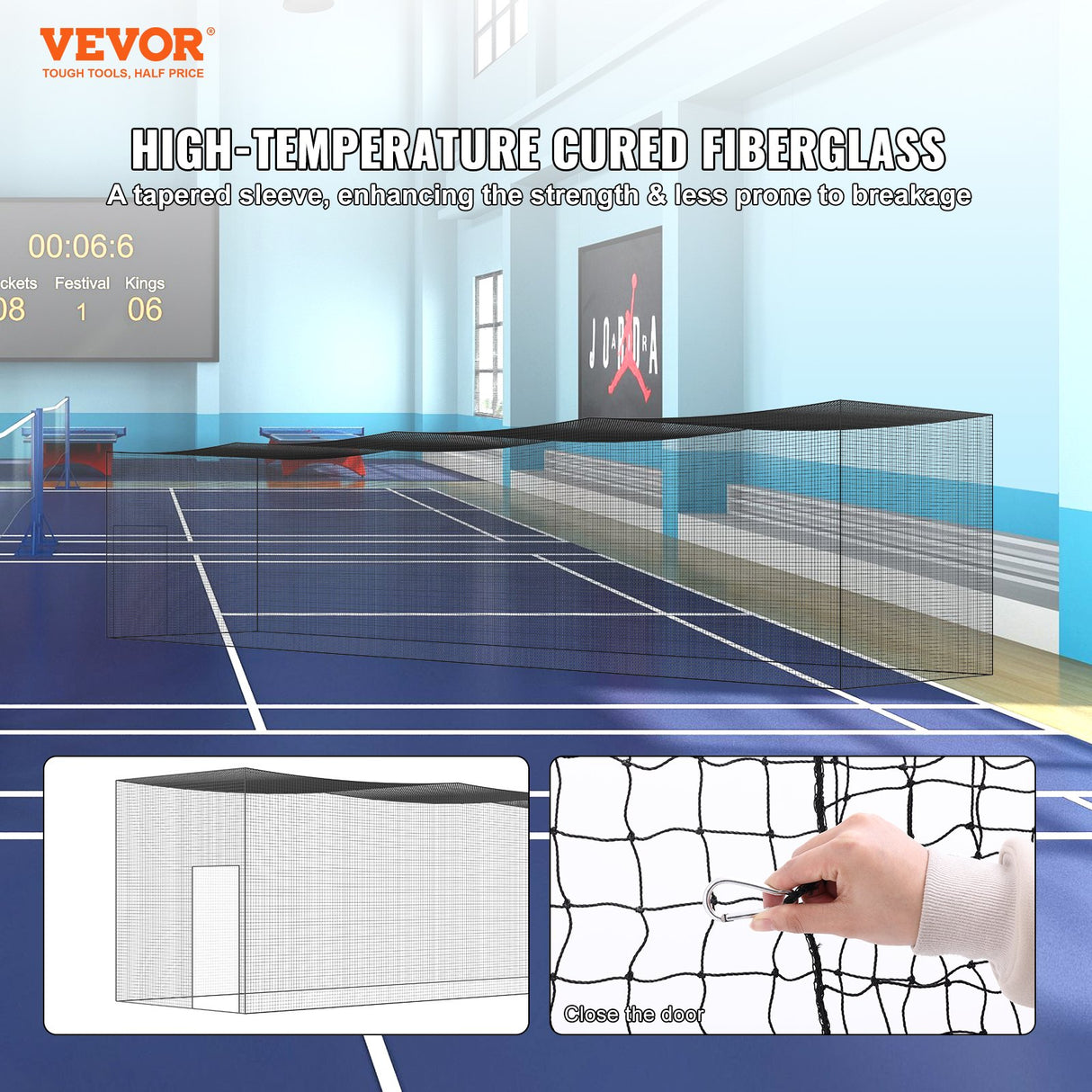 VEVOR Baseball Batting Netting, Professional Softball Baseball Batting Hitting Training Net, Practice Portable Pitching Cage Net with Door & Carry Bag