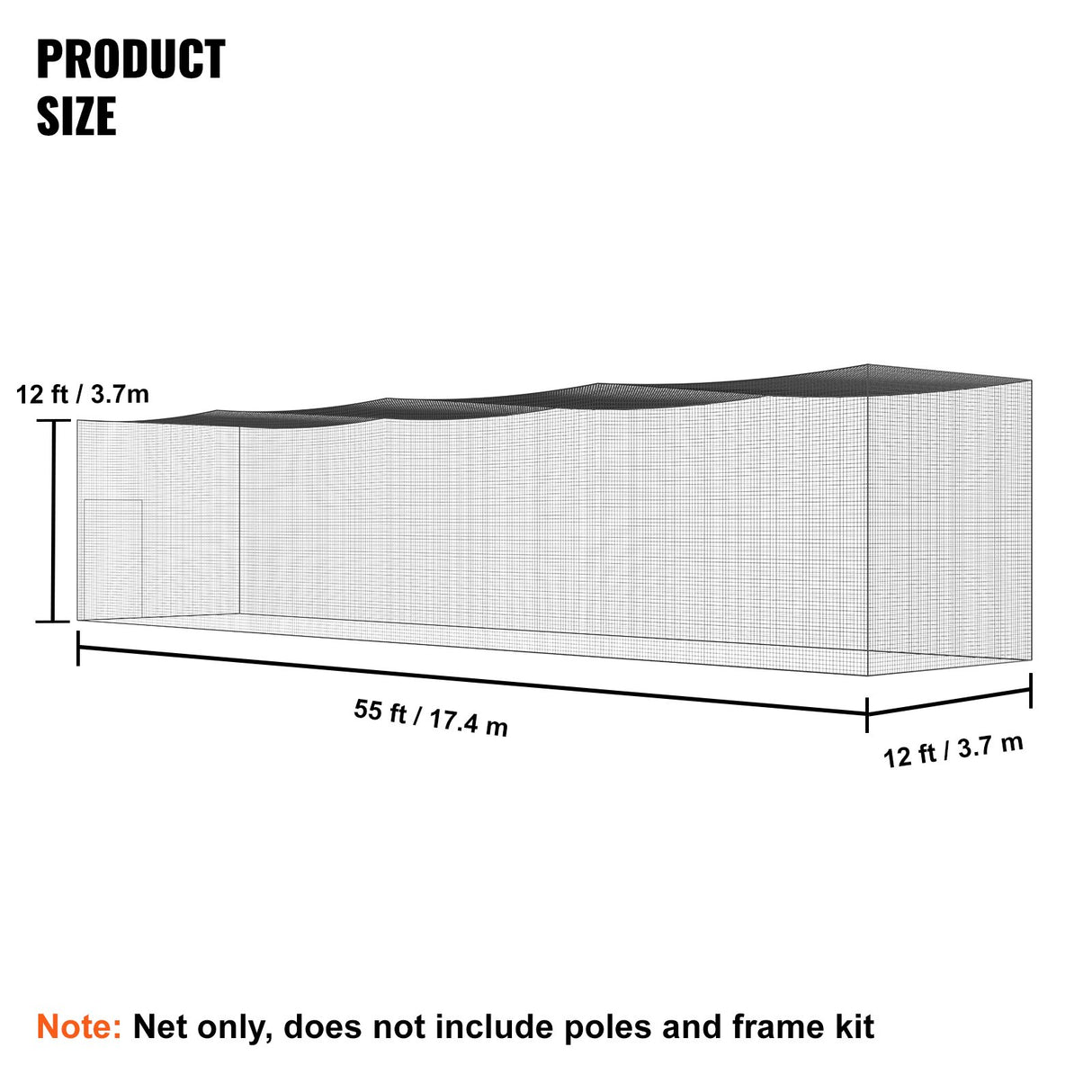 VEVOR Baseball Batting Netting, Professional Softball Baseball Batting Hitting Training Net, Practice Portable Pitching Cage Net with Door & Carry Bag