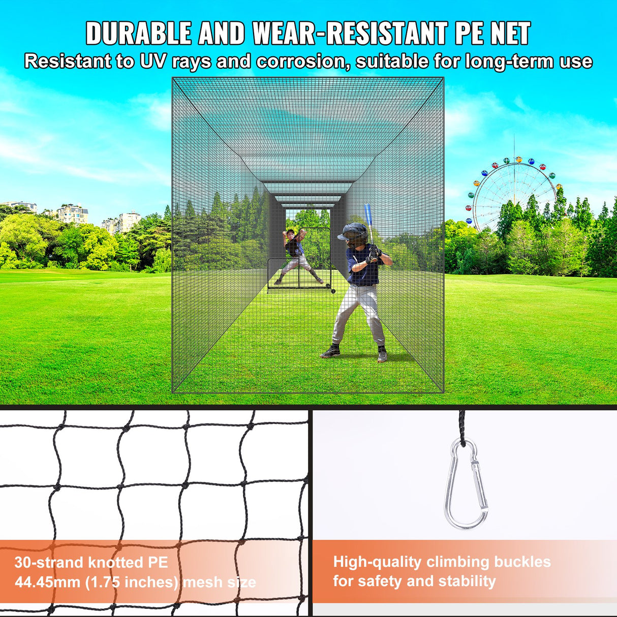 VEVOR Baseball Batting Netting, Professional Softball Baseball Batting Hitting Training Net, Practice Portable Pitching Cage Net with Door & Carry Bag
