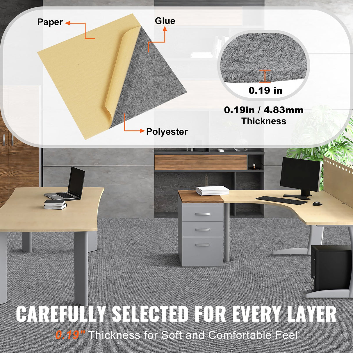 VEVOR Carpet Tiles Peel and Stick, Squares Self Adhesive Carpet Floor Tile, Soft Padded Carpet Tiles, Easy Install DIY for Bedroom Living Room Indoor