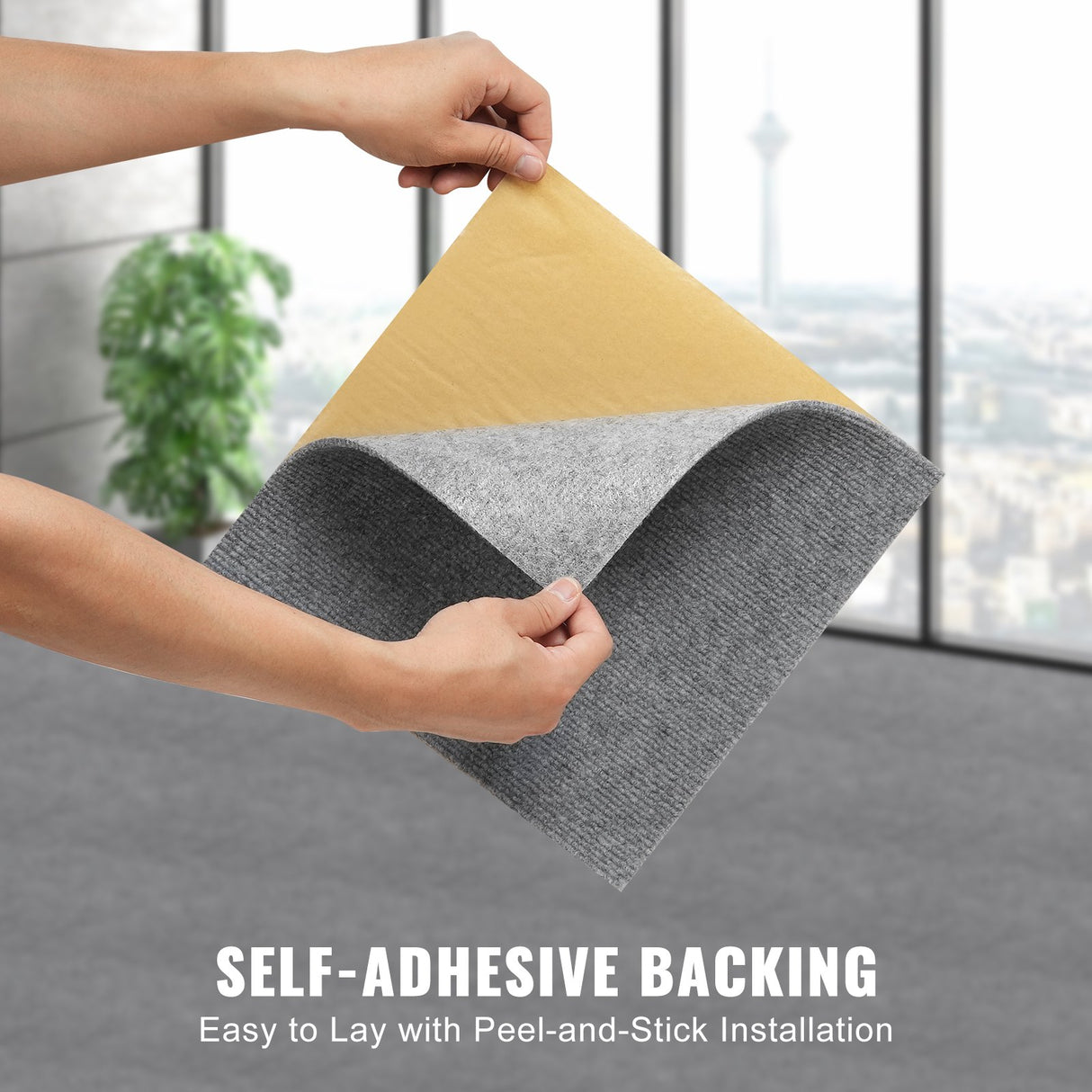 VEVOR Carpet Tiles Peel and Stick, Squares Self Adhesive Carpet Floor Tile, Soft Padded Carpet Tiles, Easy Install DIY for Bedroom Living Room Indoor