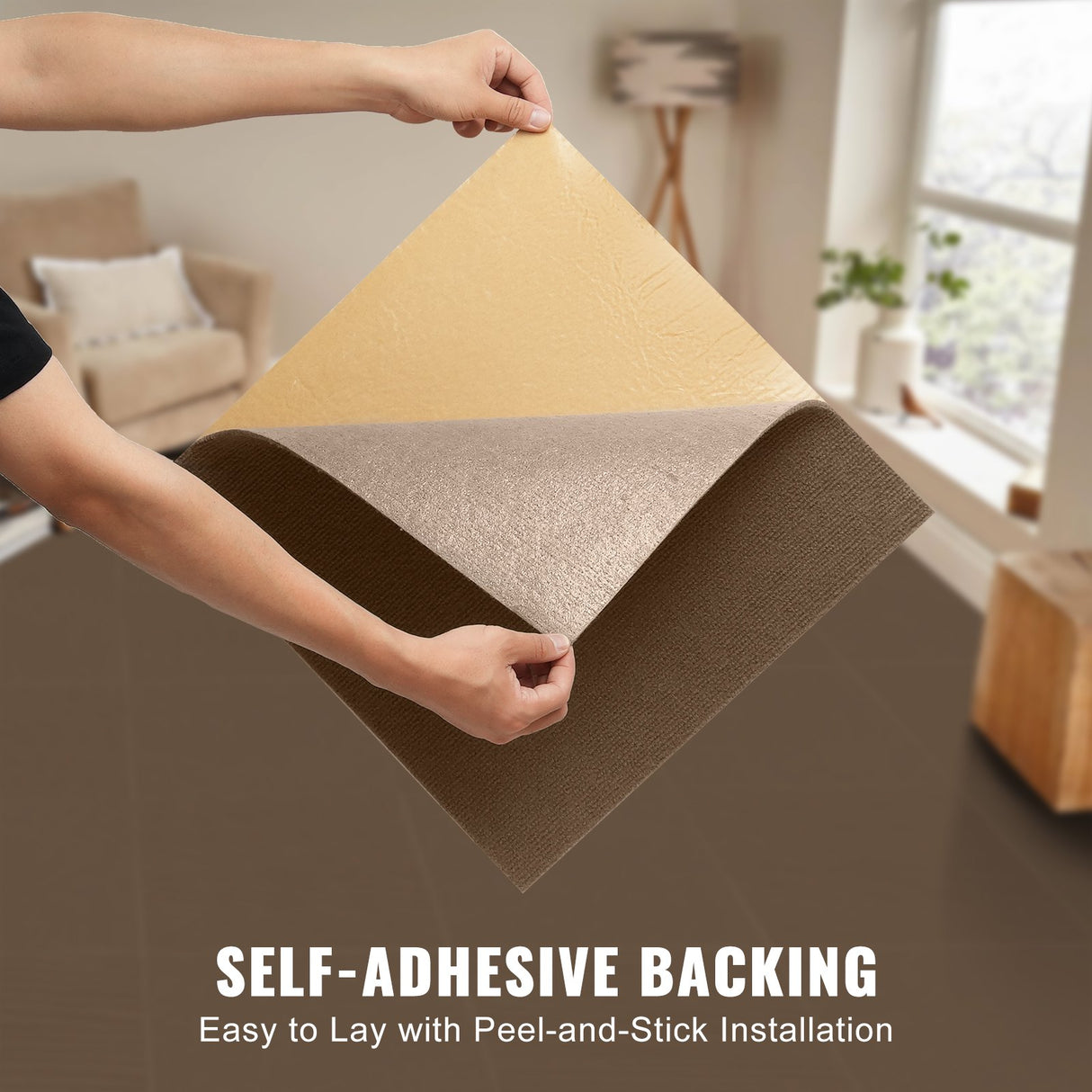 VEVOR Carpet Tiles Peel and Stick, Squares Self Adhesive Carpet Floor Tile, Soft Padded Carpet Tiles, Easy Install DIY for Bedroom Living Room Indoor